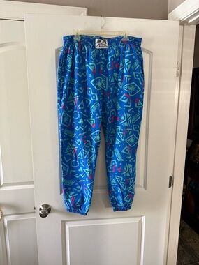 ALOHA Collection Blue Geometric Print Elastic Waist Joggers
